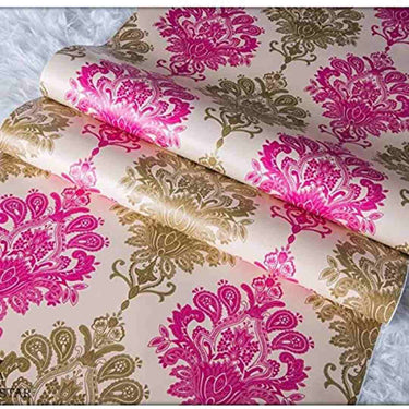 LXINDIA Wallpaper Indian Royals Pink  Golden and Cream Color Hall Wallpaper