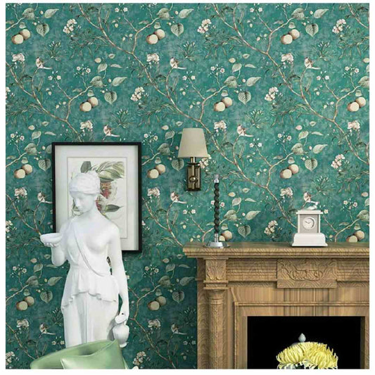 LXINDIA Wallpaper Indian Royals Vintage Flower Trees Birds Wallpaper for Bedroom