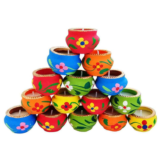 LXINDIA Diyas IndianEcraft Earthenware Designer Mitti Matki Diya