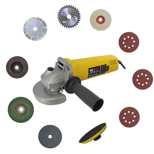 LXINDIA Angle grinders Inditrust 950W 801 angle grinder machine with 10pc Wheel set