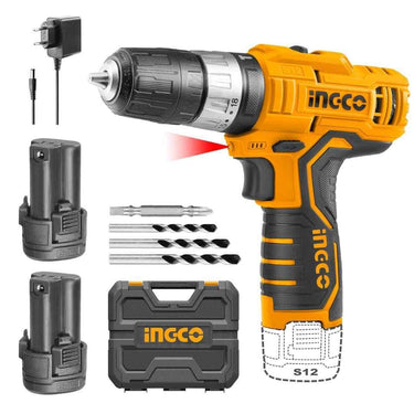 LXINDIA Corded and Cordless Drills INGCO Cordless Impact Drill with 2 PCS Battery and Charger