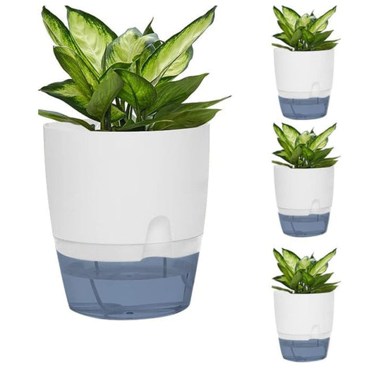 LX INDIA Self-watering plant pots InHydro Combo of 2 Handy Self-Watering Pots (18*15 cm, White)