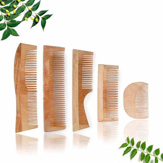 LXINDIA combs INSIME Neem Wooden Comb set (Set of 5)