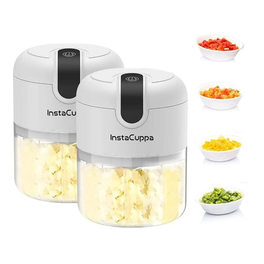 LX INDIA Chopper InstaCuppa 250 ML Rechargeable Mini Electric Chopper (Pack of 2) White