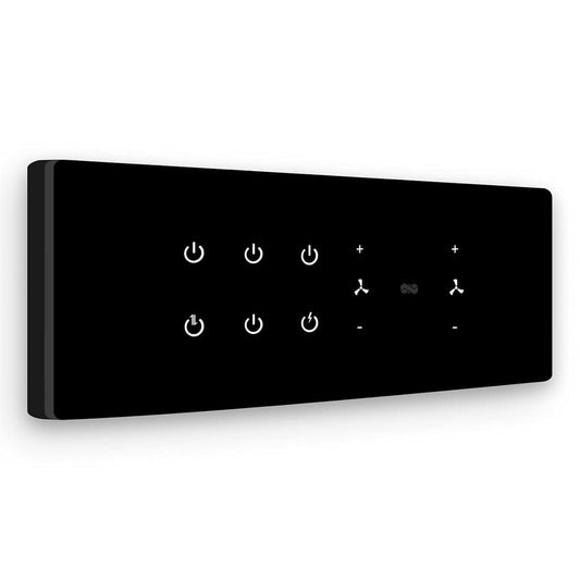 LX INDIA Wifi switch board IOTICS Smart Wifi Switch Board: 6 Switches & 2 Fan Switches. Touch Control, Remote, App Control. Voice Control with Alexa & Assistant. Smart Touch Switch Board For Home Automation (Black)