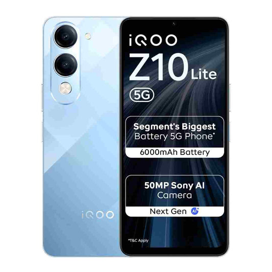 LX INDIA Mobile Phones iQOO Z10 Lite 5G (Titanium Blue, 6GB RAM, 128GB Storage
