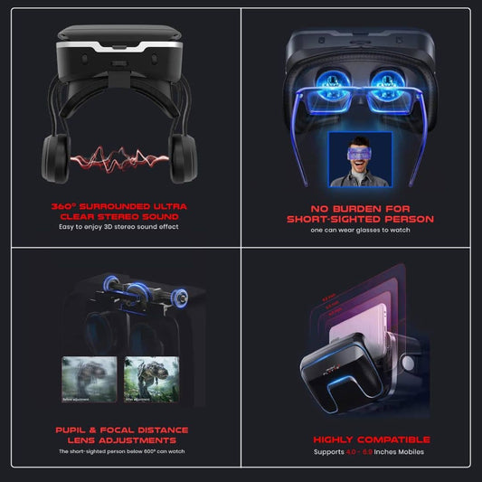 LX INDIA VR Headset Irusu Play VR Ultra 3D VR Headset  HD Lens,ControllerType C Connector,Inbuilt Touch Button for Mobile VR Gaming.