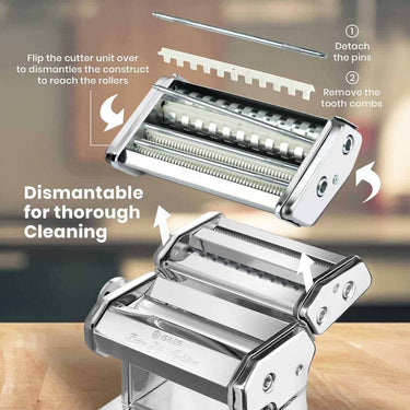 LXINDIA kitchen tool ISILER Pasta Maker 9 Adjustable Thickness Settings 2 in 1 Pasta Machine