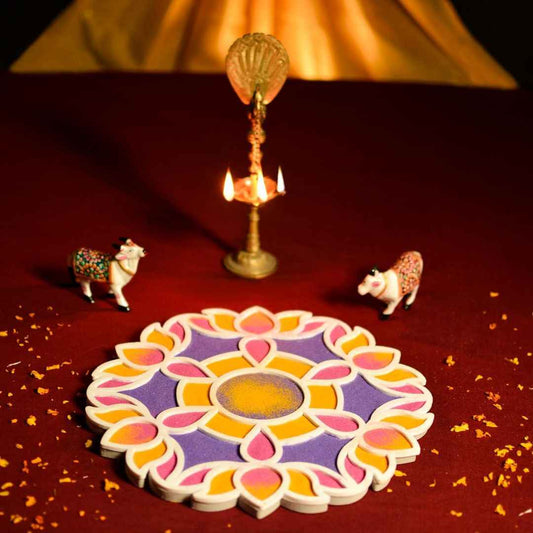 LX INDIA Rangoli Island Rangoli 11'' Ananta Design Rangoli Template for Diwali décor