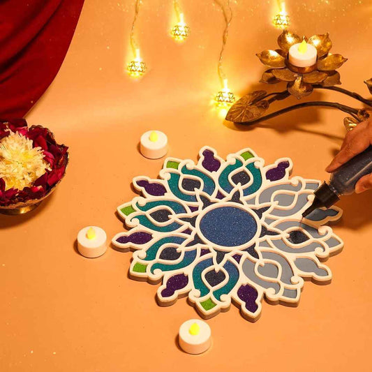 LX INDIA Rangoli Island Rangoli 11'' Chakra Design for Diwali décor