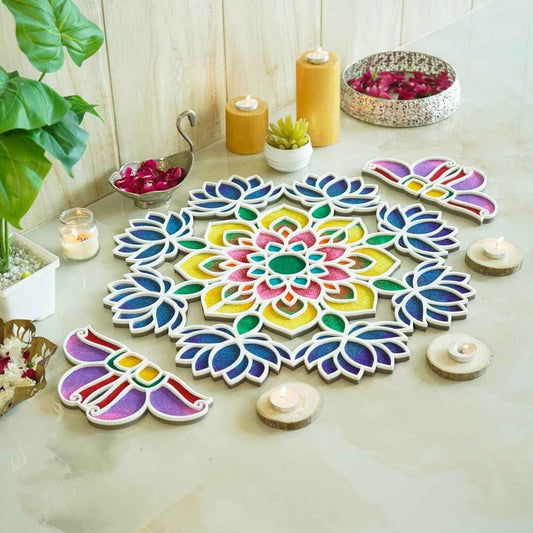 LX INDIA Rangoli Island Rangoli Nity Design 22'' Crochet Series, Rangoli Mat