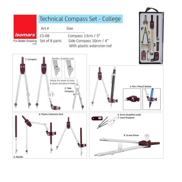 LXINDIA Instrument Box Isomars Technical Compass Set