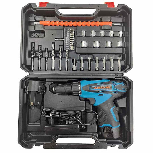 LX INDIA Drill Kit IZOM 12v Cordless Drill Set(Set of 38 in Blow Mould Case, Blue)