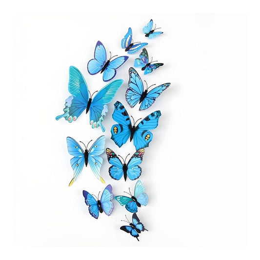 LX INDIA Wall Stickers Blue JAAMSO ROYALS 3D Magnet Butterfly stickers Set of 12