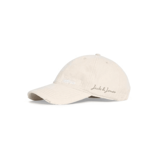 LX INDIA Caps and Hats JACK & JONES Beige Ripped Denim Cap