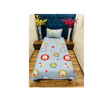 LXINDIA Cloth and Sheets JAMUWAL Cotton Grey Lion Bedsheet