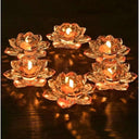 LX INDIA Candle Holders JARXCOS Glass Lotus Flower Candle Holders