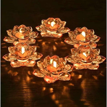 LX INDIA Candle Holders JARXCOS Glass Lotus Flower Candle Holders