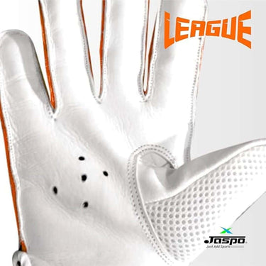 LXINDIA Cricket kit jaspo League Cricket Batting Gloves (1 Pair) (White Orange) Size (M)