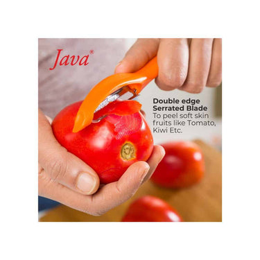 LXINDIA peeler JAVA Universal Peeler Stainless Steel Blade Pack of 2 Pieces (Orange and Red Color)