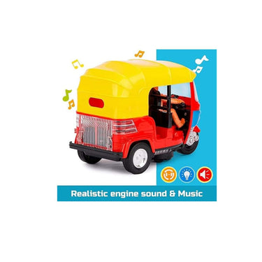 LXINDIA Toys JOLARY Tricycle Auto Rickshaw Toys with Attractive Light Sound and Battery