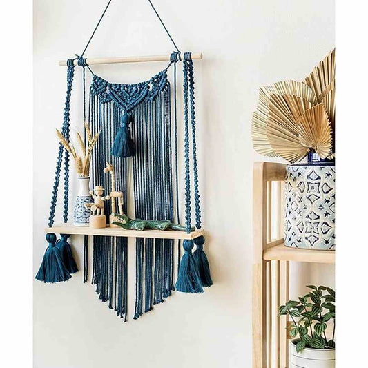 LXINDIA Wall Hanging Kaahira Boho Decor Macrame Wall Hanging Shelf Home Decors