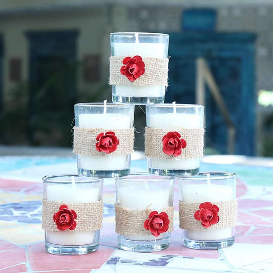 LX INDIA CANDLE HOLDER Kaameri Bazaar Set of 6 White Votive Candles