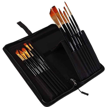 LXINDIA Painting Brush Kabeer Art Set Of 12 Fine Art Long Brush and Zippered Carry Bag With Pop Up Stand