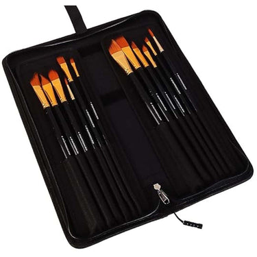 LXINDIA Painting Brush Kabeer Art Set Of 12 Fine Art Long Brush and Zippered Carry Bag With Pop Up Stand