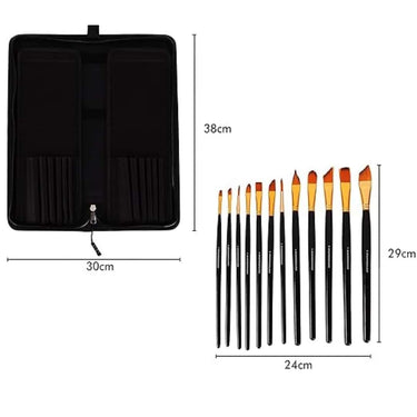 LXINDIA Painting Brush Kabeer Art Set Of 12 Fine Art Long Brush and Zippered Carry Bag With Pop Up Stand