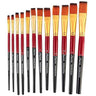 LXINDIA Painting Brush Kabeer Art Synthetic Hair Flat Tip Paintbrush Set of 12 Pieces