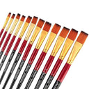 LXINDIA Painting Brush Kabeer Art Synthetic Hair Flat Tip Paintbrush Set of 12 Pieces