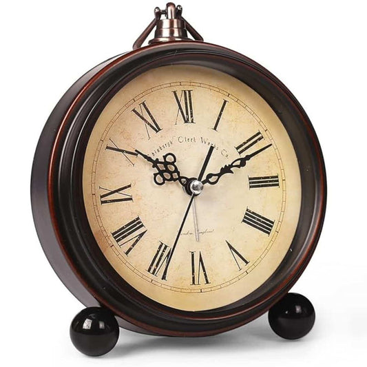 LX INDIA Antique Table clock kadio Plastic Battery Alarm Clock,Night Light,Vintage Hangable Super Silent Non Ticking Analog Clock for Bedroom Black