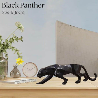 LXINDIA Show Piece Kalakrati Geometric Panther Show Piece for Home Decor (Black Resin)