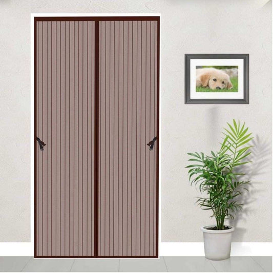 LX INDIA Mosquito Net Screen KARP Polyester Mosquito Net for Door with Stay-Open Buckle (100 cm X 210 Cm, Brown) | Auto-Closing Insect Screen Full Frame Hook & Loop for All Door Types