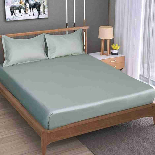LX INDIA Bedsheet Kautage-Cotton Super King Size Bedsheet with Two Pillow Covers (Green Colour)