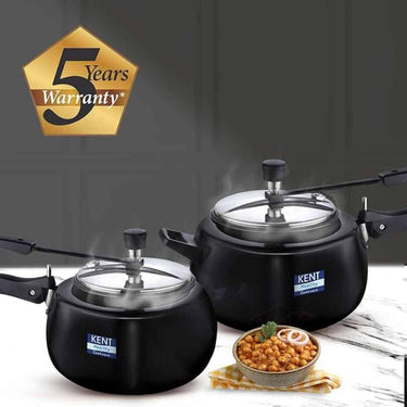 LXINDIA cookware KENT Hard Anodised Cooker With Ss Inner Lid (Black)