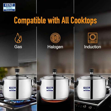 LXINDIA cookware KENT Stainless Steel 5 Litre Pressure Cooker with SS Inner Lid