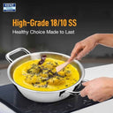 LXINDIA cookware KENT Triply Kadai 26 Cm With Ss Lid (Stainless Steel Aluminium)