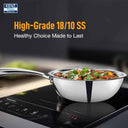 LXINDIA cookware KENT Triply Kadai Wok 22 CM with SS Lid