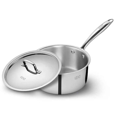 LXINDIA cookware KENT Triply Sauce Pan 18 Cm with Ss Lid (Stainless Steel Aluminium)