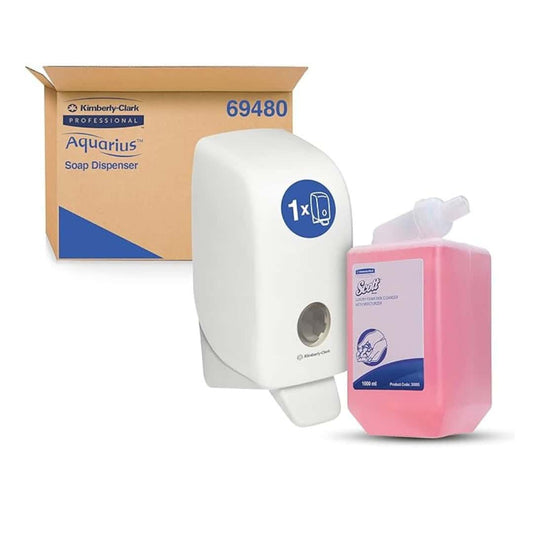 LXINDIA Sanitiser Dispenser Kimberly Clark Sanitiser Dispenser Combo with Scott Luxury Foam Soap Refill (1L)