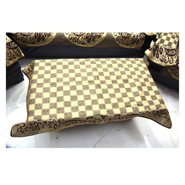 LXINDIA sofa cover KINGLY Chenille Brown Sofa Cover and 6 ARM Cover with Table Cover and 5 Cushion Cover