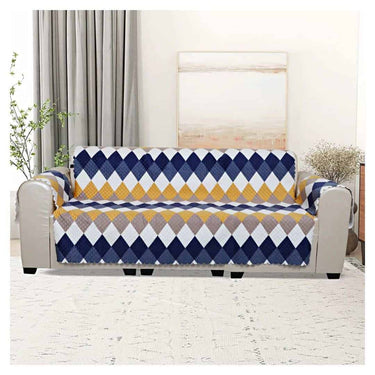 LXINDIA sofa cover KINGLY Velvet 3 Seater Quilted Digital Printed Sofa Cover