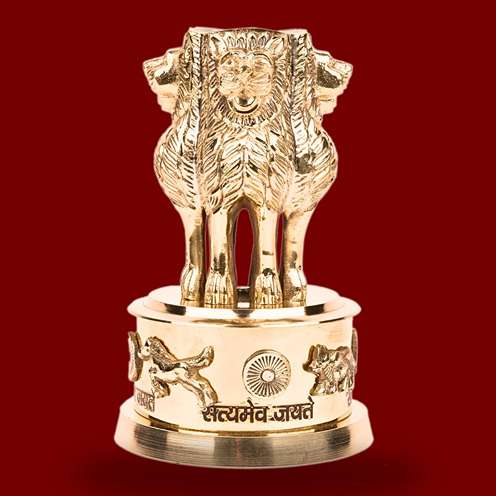 LX INDIA Ashoka Stambh KK Brass Metal Ashoka Pillar Sculpture HxW-6x3.5 Inch