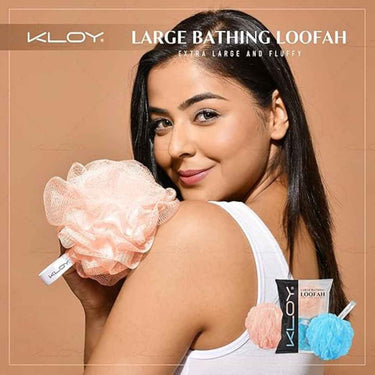 LXINDIA Loofah KLOY Large Bath Loofah Sponge Scrubber Exfoliator (Peach and Blue)