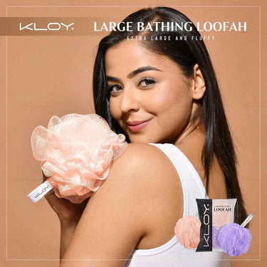 LXINDIA Loofah KLOY Large Bath Loofah Sponge Scrubber Exfoliator (Peach and Purple)