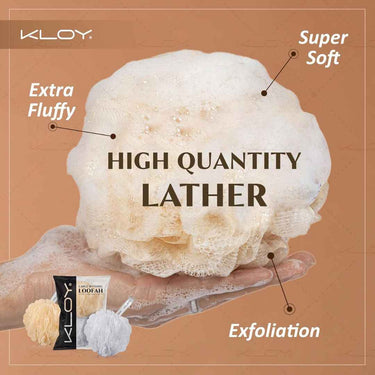 LXINDIA Loofah KLOY Large Bath Loofah Sponge Scrubber Exfoliator (White and Gold)