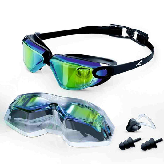 LX INDIA Goggles KONEX Anti-Fog Premium Swimming Goggles (Rainbow Mercury)