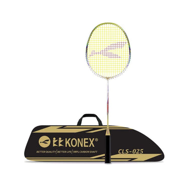 LXINDIA Badminton Rackets Konex Premium Badminton Racquet with Carbon Shaft Pearl White and Neon Yellow